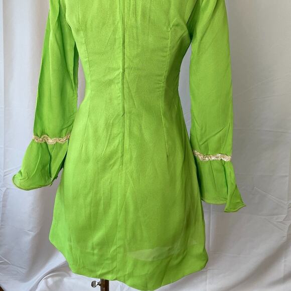Vintage 1960s Neon Green Mini Dress with Sequins - Mod Retro - S - Picture 14 of 16